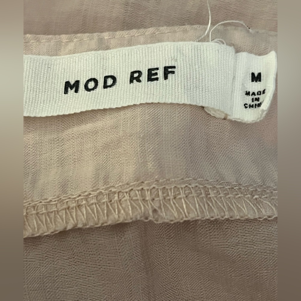 Mod Ref Light Pink/Beige Button-Front Tiered Midi… - image 2